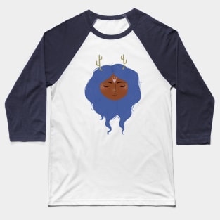 Deer Girl Illustration Baseball T-Shirt